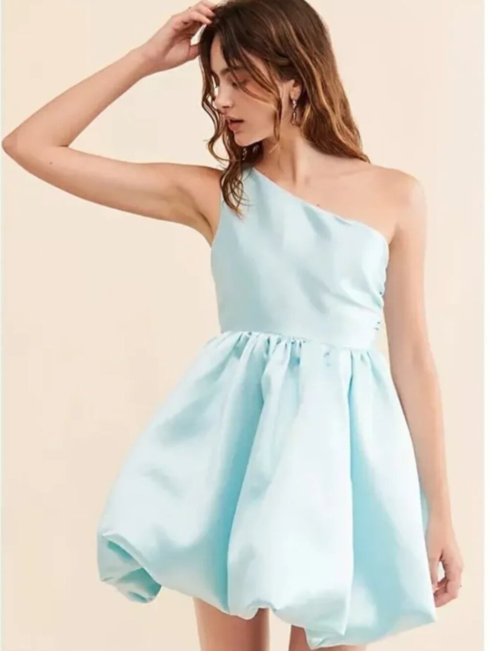 NWOT Aureta Kyla One Shoulder Bubble Hem Mini Dress M Free People Party Cocktail